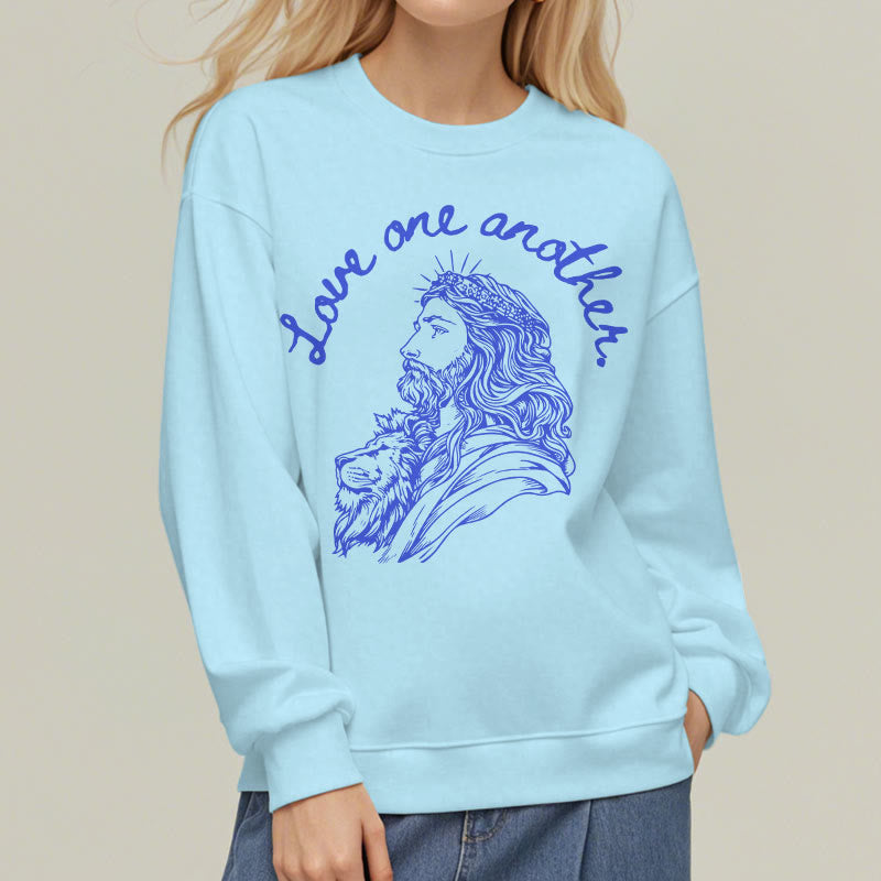 Christianartworkshop Classic Style Love One Another Jesus Fleece Lined Polyester Sweatshirt - image 29