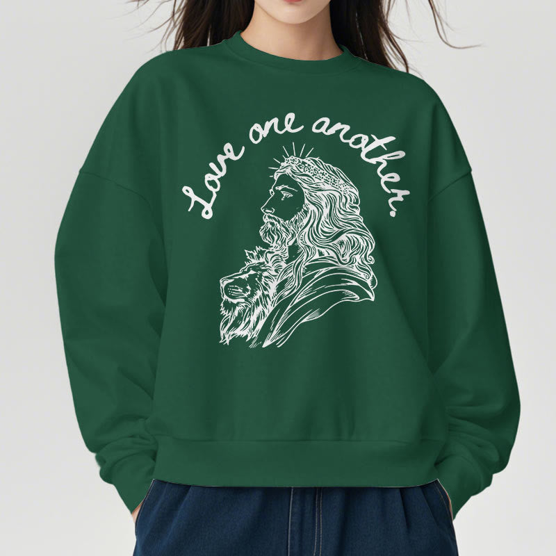 Christianartworkshop Classic Style Love One Another Jesus Fleece Lined Polyester Sweatshirt - image 23
