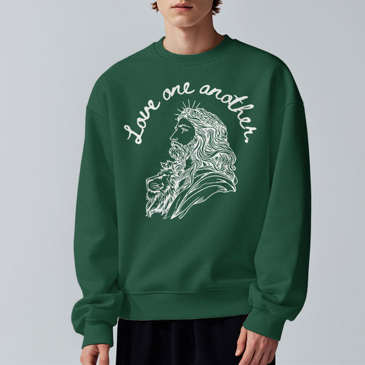 Christianartworkshop Classic Style Love One Another Jesus Fleece Lined Polyester Sweatshirt - image 23