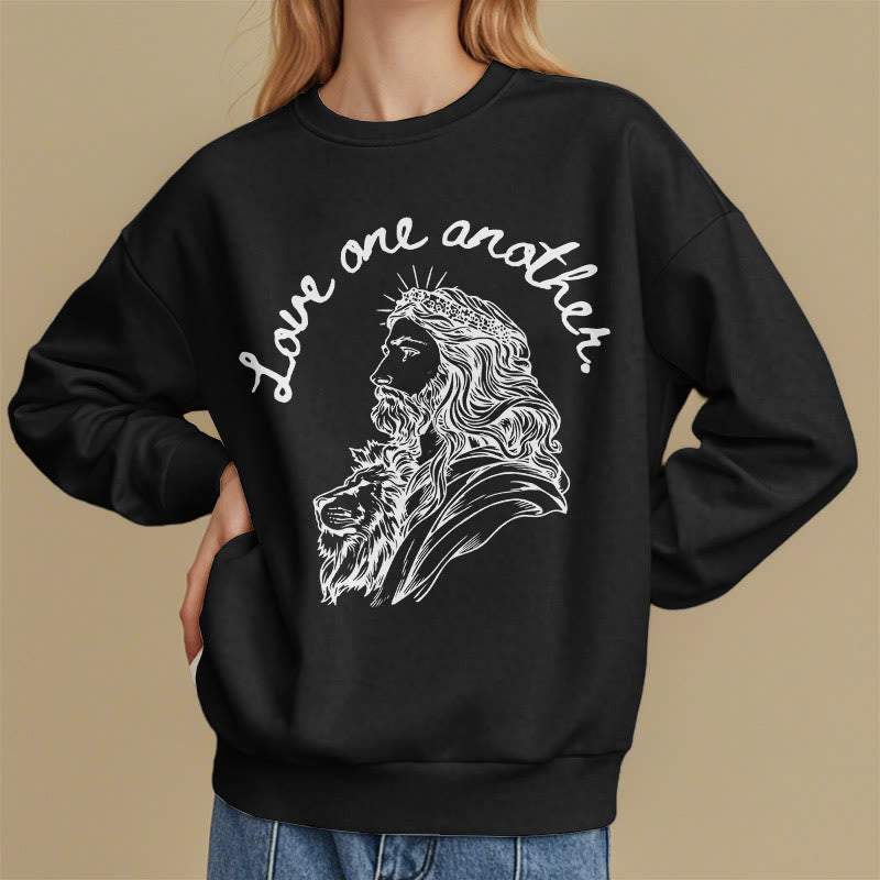 Christianartworkshop Classic Style Love One Another Jesus Fleece Lined Polyester Sweatshirt - image 9
