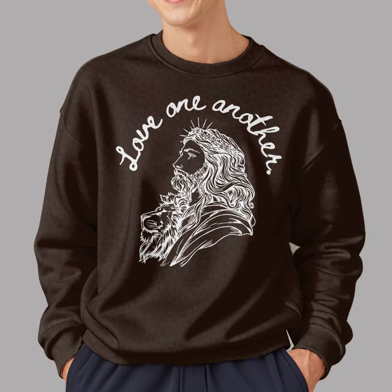 Christianartworkshop Classic Style Love One Another Jesus Fleece Lined Polyester Sweatshirt - image 18