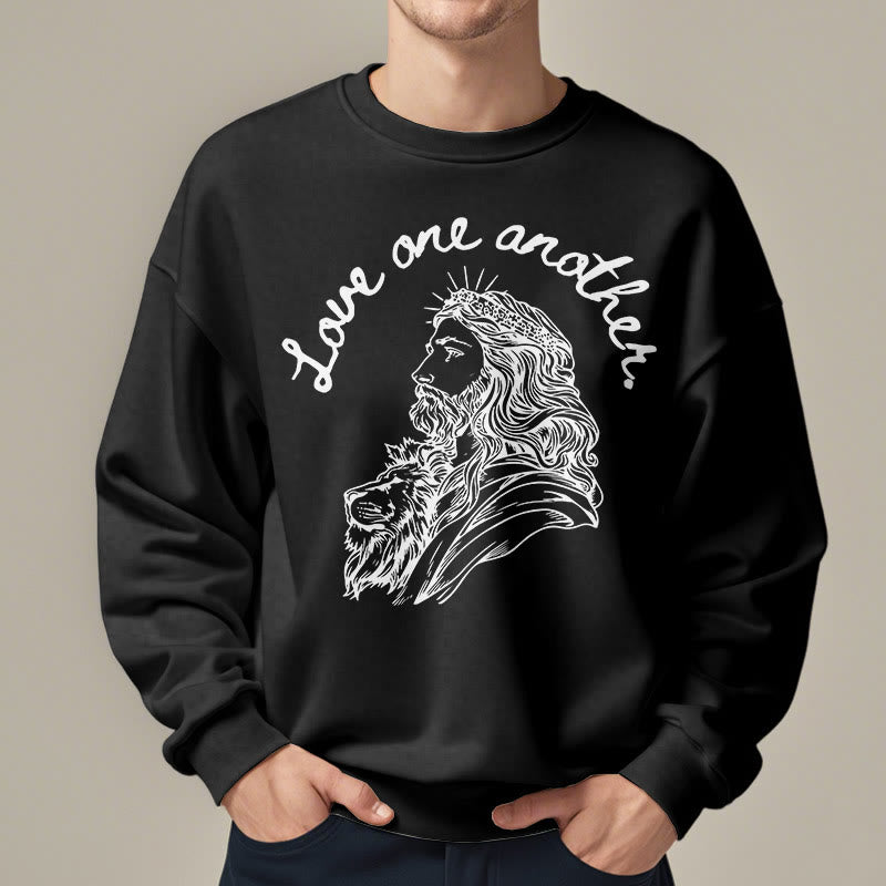 Christianartworkshop Classic Style Love One Another Jesus Fleece Lined Polyester Sweatshirt - image 8
