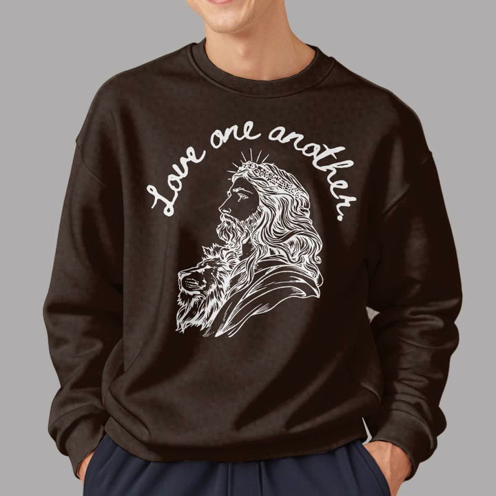 Christianartworkshop Classic Style Love One Another Jesus Fleece Lined Polyester Sweatshirt - image 19