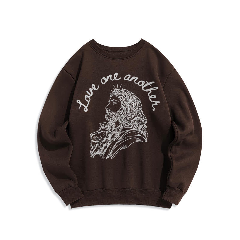 Christianartworkshop Classic Style Love One Another Jesus Fleece Lined Polyester Sweatshirt - Brown - 2XL - image 16
