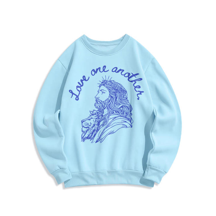 Christianartworkshop Classic Style Love One Another Jesus Fleece Lined Polyester Sweatshirt - Blue - 2XL - image 25