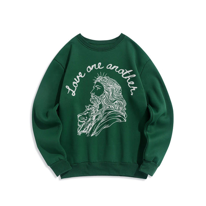 Christianartworkshop Classic Style Love One Another Jesus Fleece Lined Polyester Sweatshirt - Green - 2XL - image 20
