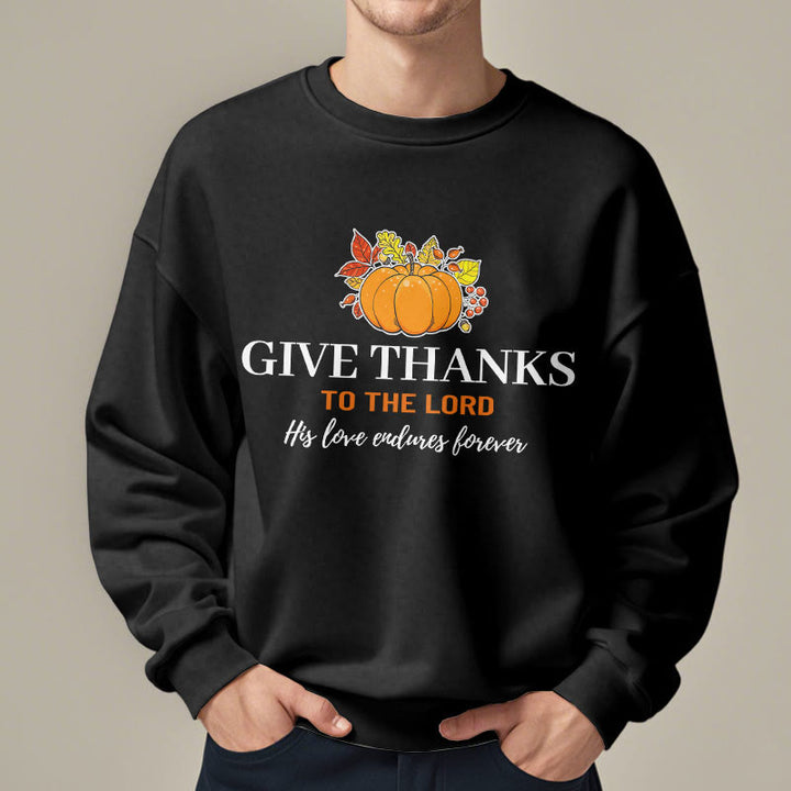 Christianartworkshop Modern Style Give Thanks to the Lord Pumpkin Fleece Lined Polyester Sweatshirt - image 2