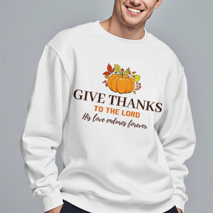 Christianartworkshop Modern Style Give Thanks to the Lord Pumpkin Fleece Lined Polyester Sweatshirt - image 7