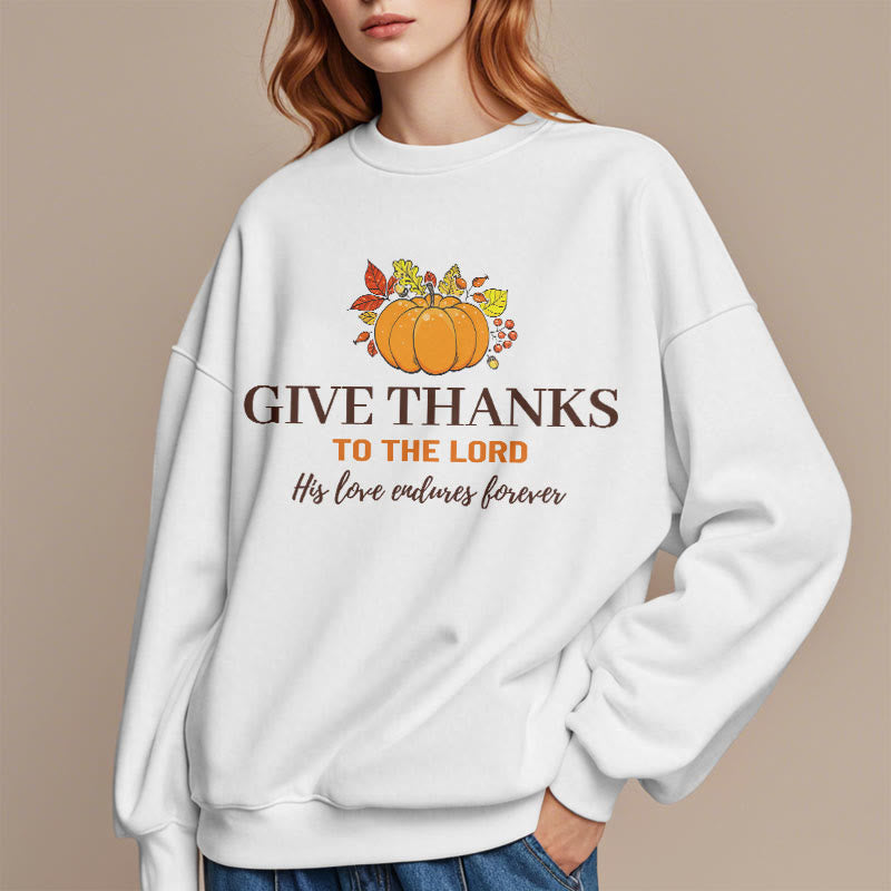 Christianartworkshop Modern Style Give Thanks to the Lord Pumpkin Fleece Lined Polyester Sweatshirt - image 9