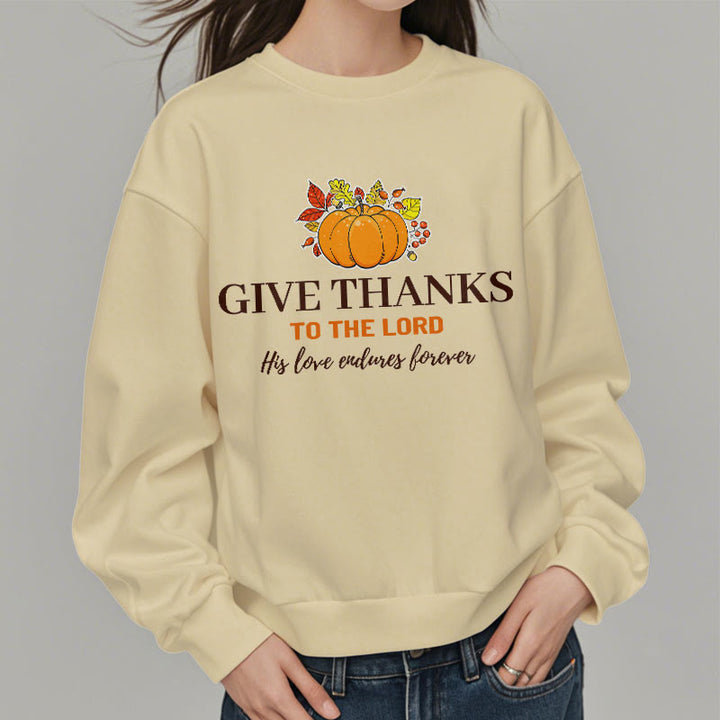 Christianartworkshop Modern Style Give Thanks to the Lord Pumpkin Fleece Lined Polyester Sweatshirt - image 13