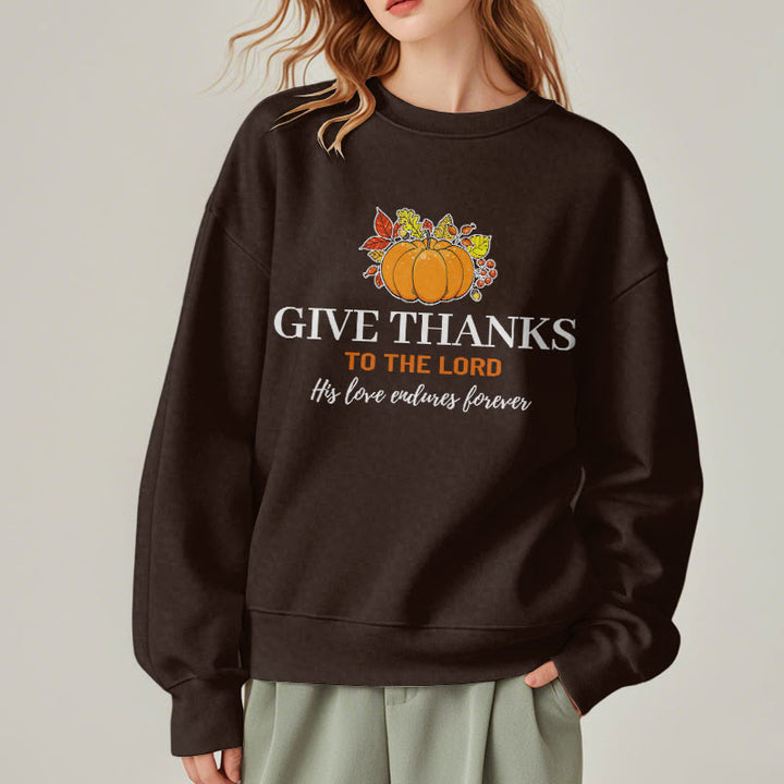 Christianartworkshop Modern Style Give Thanks to the Lord Pumpkin Fleece Lined Polyester Sweatshirt - image 19