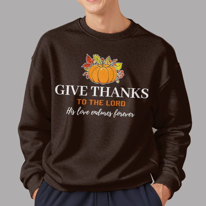 Christianartworkshop Modern Style Give Thanks to the Lord Pumpkin Fleece Lined Polyester Sweatshirt - image 18