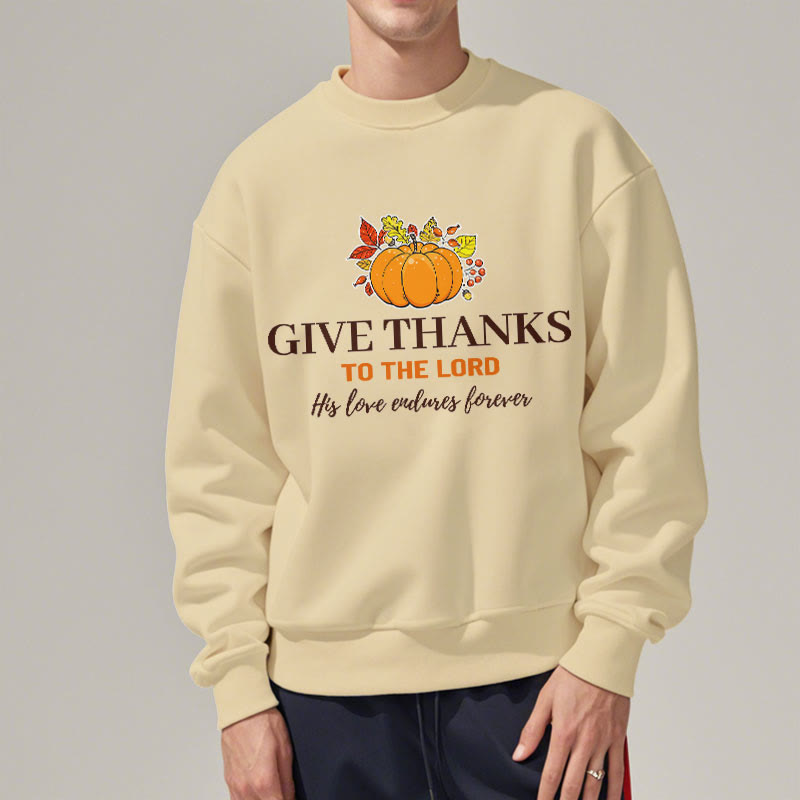 Christianartworkshop Modern Style Give Thanks to the Lord Pumpkin Fleece Lined Polyester Sweatshirt - image 13