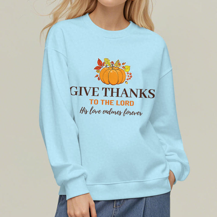 Christianartworkshop Modern Style Give Thanks to the Lord Pumpkin Fleece Lined Polyester Sweatshirt - image 28