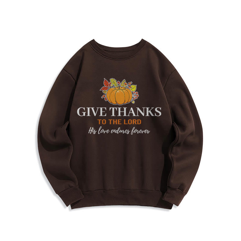 Christianartworkshop Modern Style Give Thanks to the Lord Pumpkin Fleece Lined Polyester Sweatshirt - Brown - 2XL - image 16