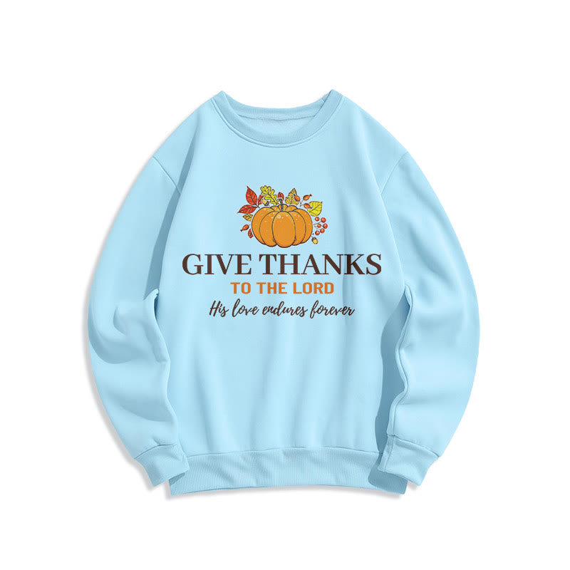 Christianartworkshop Modern Style Give Thanks to the Lord Pumpkin Fleece Lined Polyester Sweatshirt - Blue - 2XL - image 26