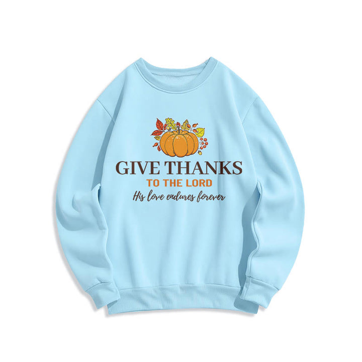 Christianartworkshop Modern Style Give Thanks to the Lord Pumpkin Fleece Lined Polyester Sweatshirt - Blue - 2XL - image 26