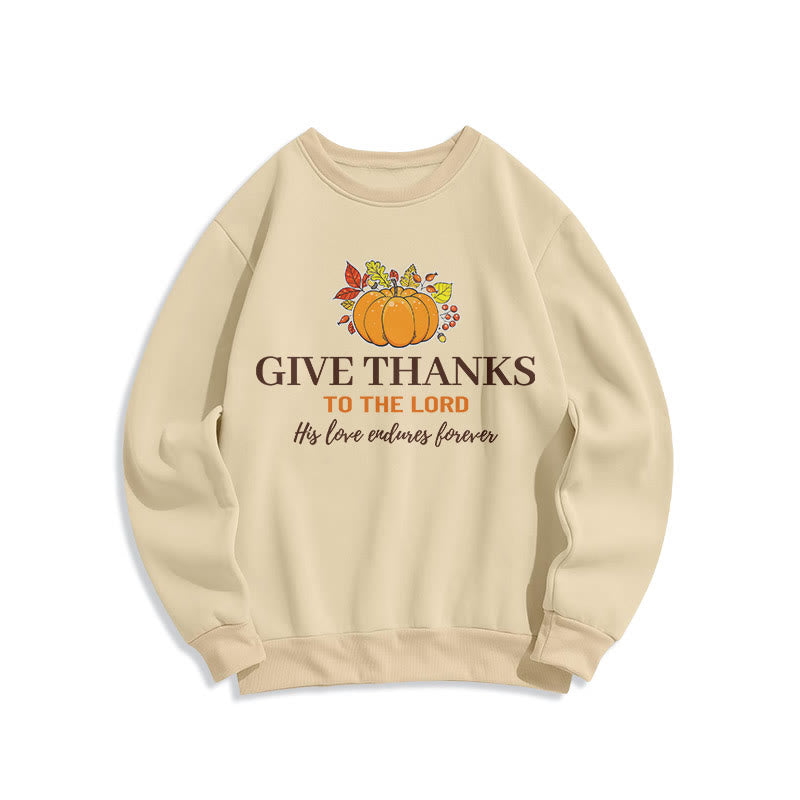 Christianartworkshop Modern Style Give Thanks to the Lord Pumpkin Fleece Lined Polyester Sweatshirt - Beige - 2XL - image 11