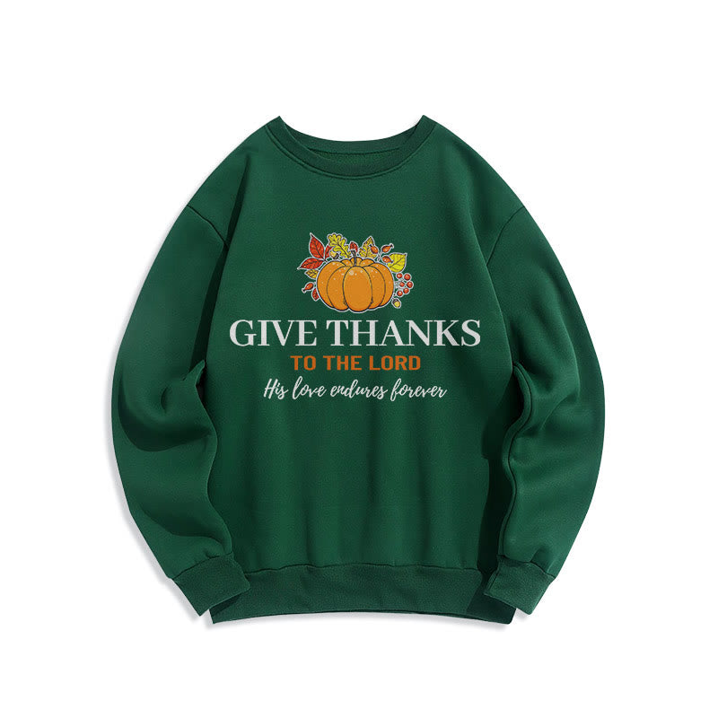 Christianartworkshop Modern Style Give Thanks to the Lord Pumpkin Fleece Lined Polyester Sweatshirt - Green - 2XL - image 21