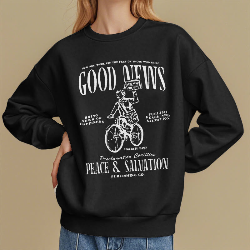Christianartworkshop Quotation Style Good News Isaiah 52:7 Fleece Lined Polyester Sweatshirt - image 9