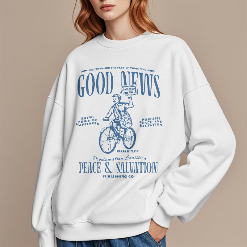 Christianartworkshop Quotation Style Good News Isaiah 52:7 Fleece Lined Polyester Sweatshirt - image 14