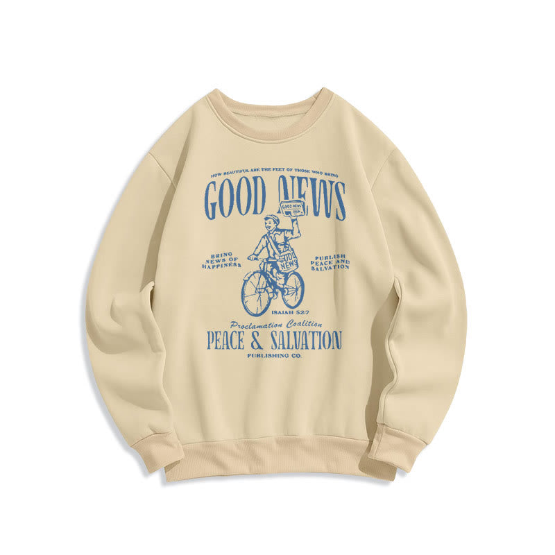 Christianartworkshop Quotation Style Good News Isaiah 52:7 Fleece Lined Polyester Sweatshirt - Beige - 2XL - image 1