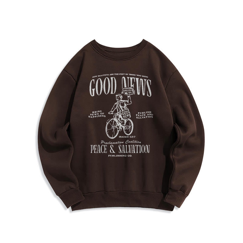 Christianartworkshop Quotation Style Good News Isaiah 52:7 Fleece Lined Polyester Sweatshirt - Brown - 2XL - image 16
