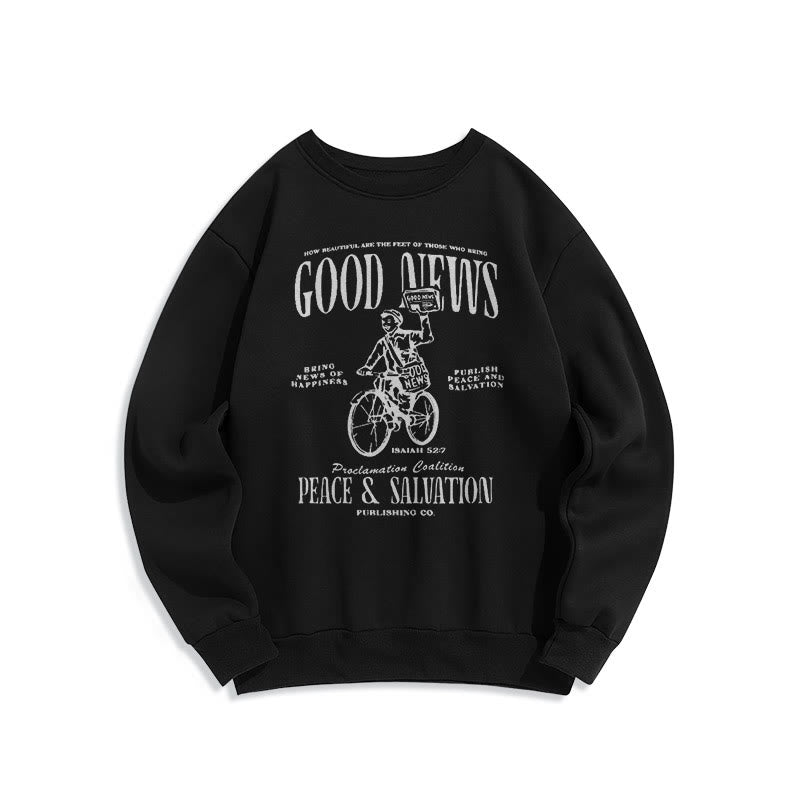 Christianartworkshop Quotation Style Good News Isaiah 52:7 Fleece Lined Polyester Sweatshirt - Black - 2XL - image 6