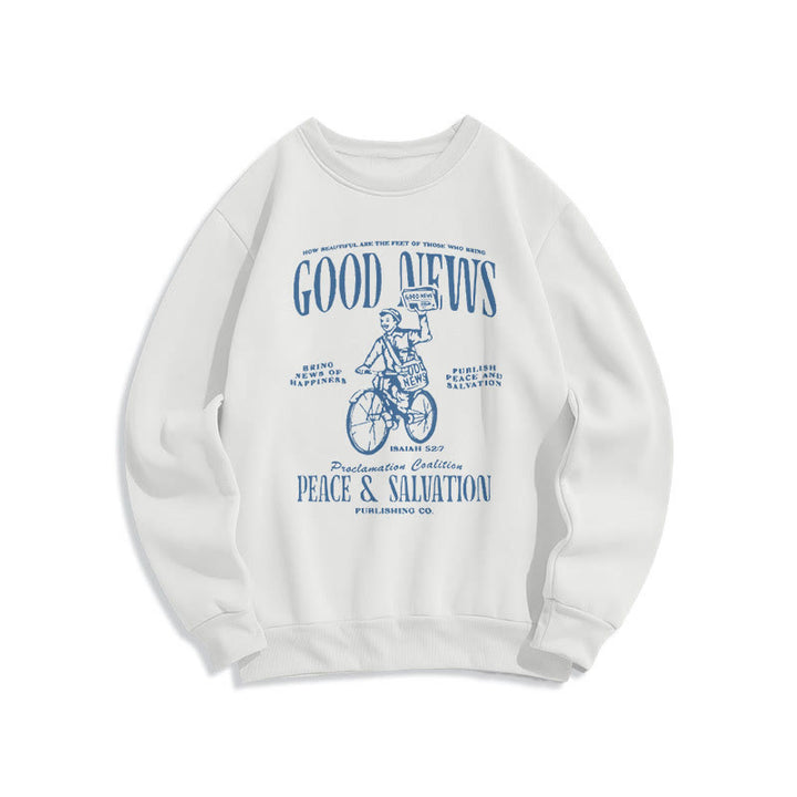 Christianartworkshop Quotation Style Good News Isaiah 52:7 Fleece Lined Polyester Sweatshirt - White - 2XL - image 11