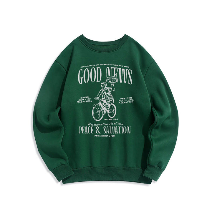 Christianartworkshop Quotation Style Good News Isaiah 52:7 Fleece Lined Polyester Sweatshirt - Green - 2XL - image 21