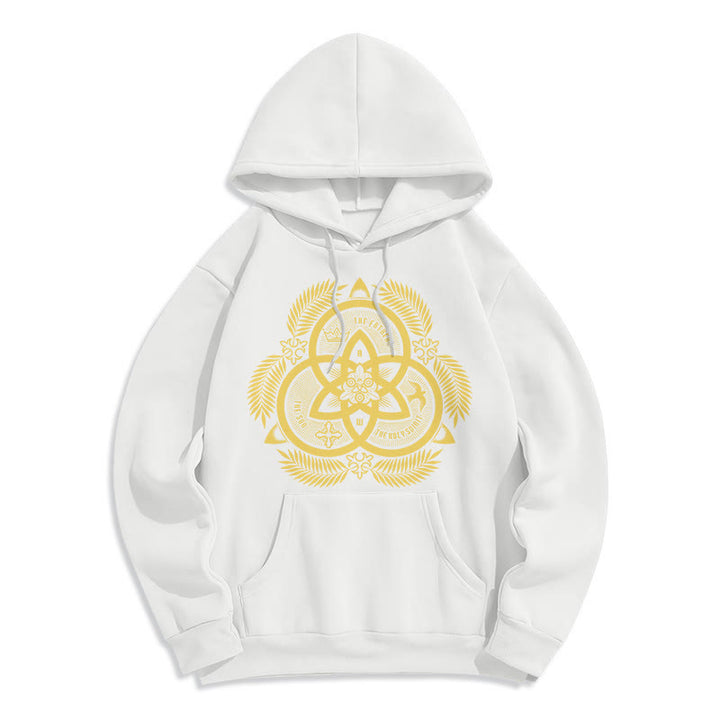 Christianartworkshop Classic Style Divine Unity Gold Sacred Emblem Fleece Lined Polyester Hoodie - White - 2XL - image 11