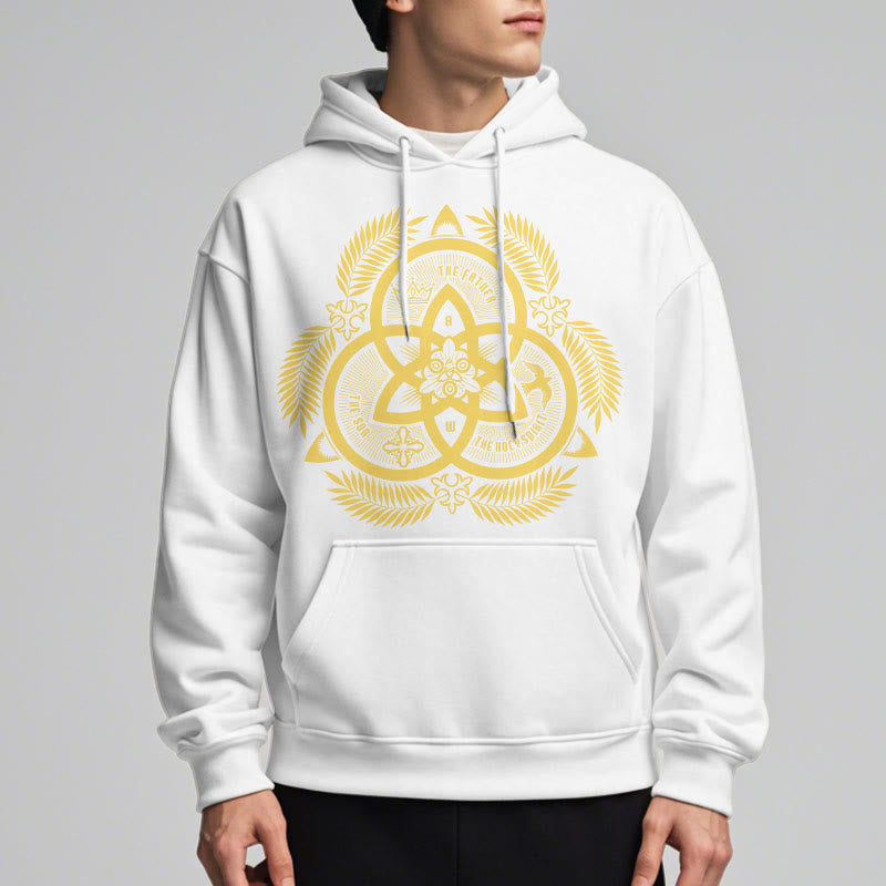 Christianartworkshop Classic Style Divine Unity Gold Sacred Emblem Fleece Lined Polyester Hoodie - image 12