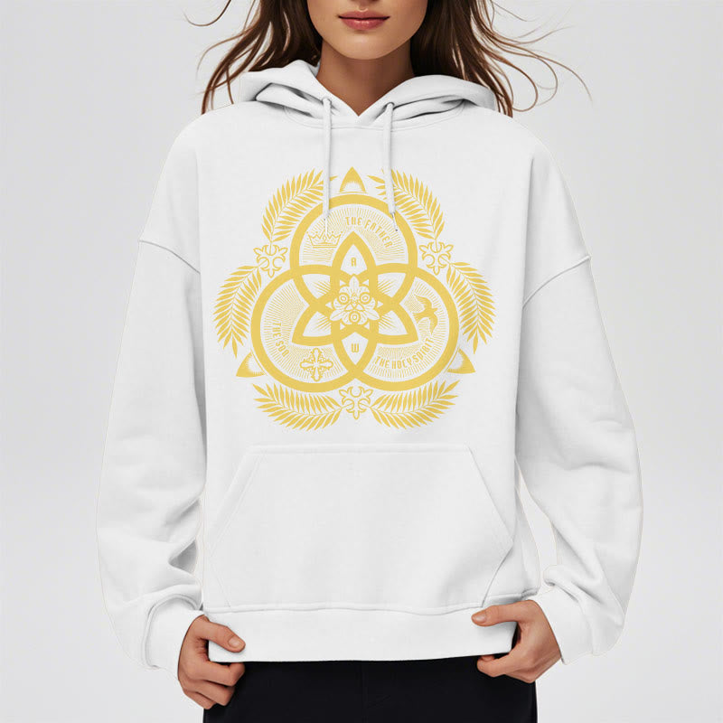 Christianartworkshop Classic Style Divine Unity Gold Sacred Emblem Fleece Lined Polyester Hoodie - image 13