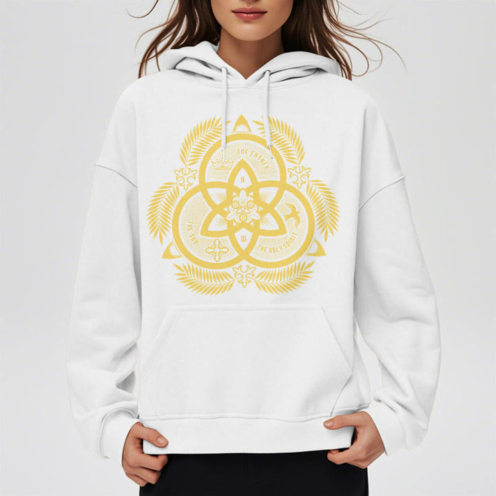 Christianartworkshop Classic Style Divine Unity Gold Sacred Emblem Fleece Lined Polyester Hoodie - image 14