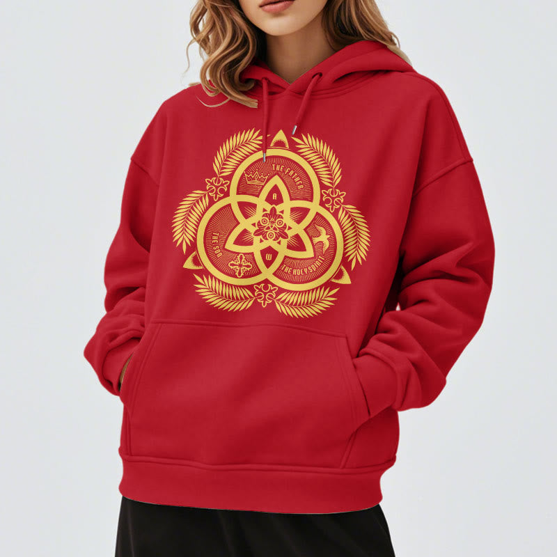 Christianartworkshop Classic Style Divine Unity Gold Sacred Emblem Fleece Lined Polyester Hoodie - image 38