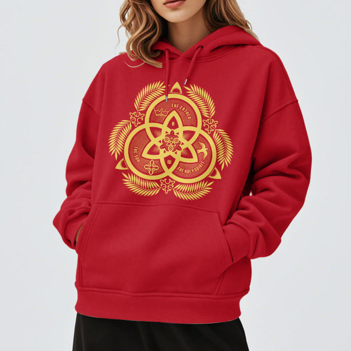 Christianartworkshop Classic Style Divine Unity Gold Sacred Emblem Fleece Lined Polyester Hoodie - image 38