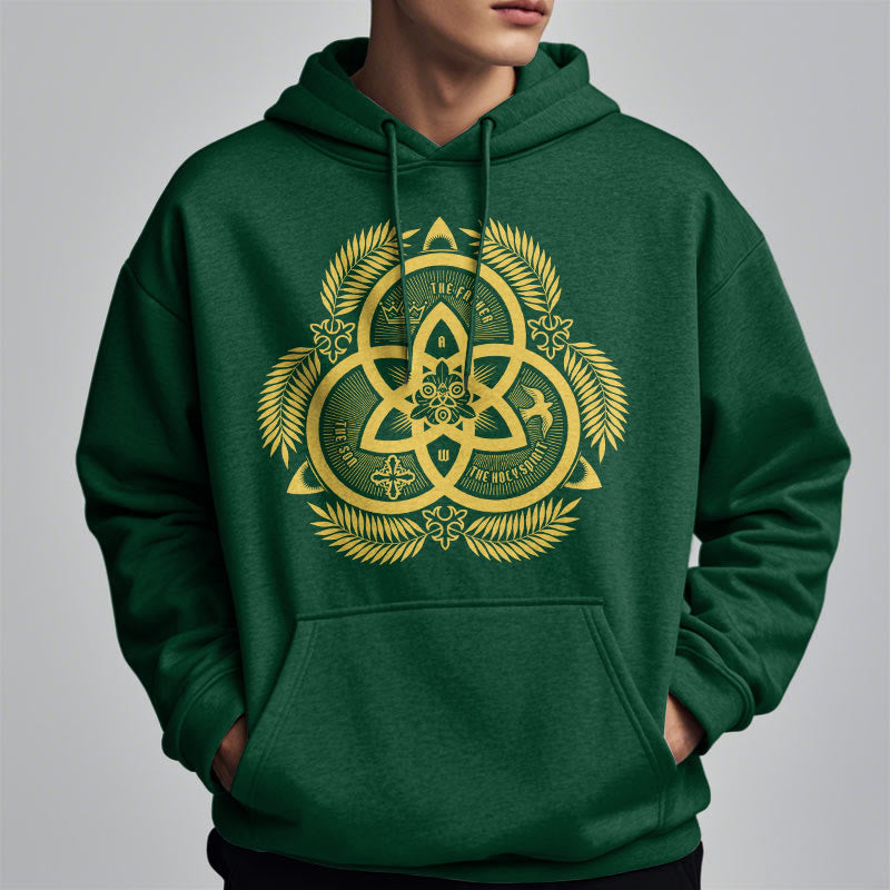 Christianartworkshop Classic Style Divine Unity Gold Sacred Emblem Fleece Lined Polyester Hoodie - image 2