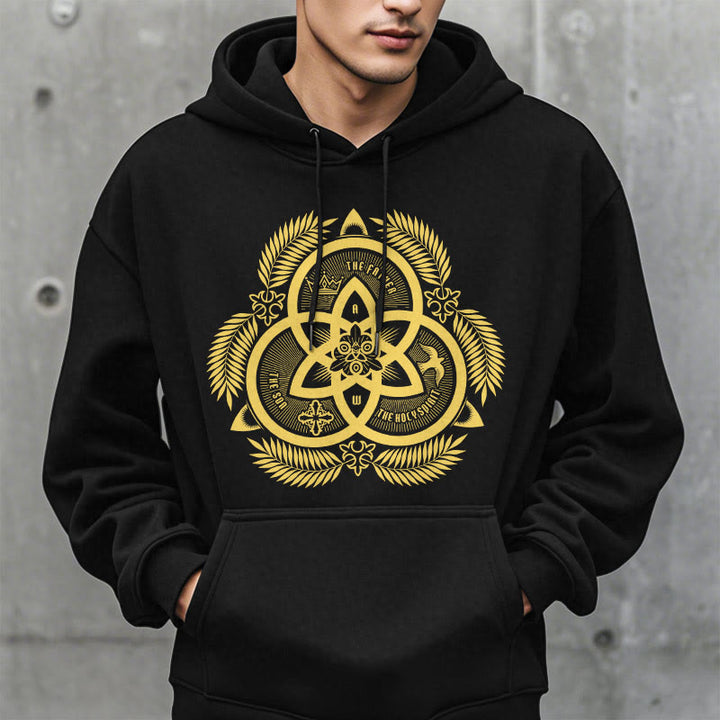 Christianartworkshop Classic Style Divine Unity Gold Sacred Emblem Fleece Lined Polyester Hoodie - image 9