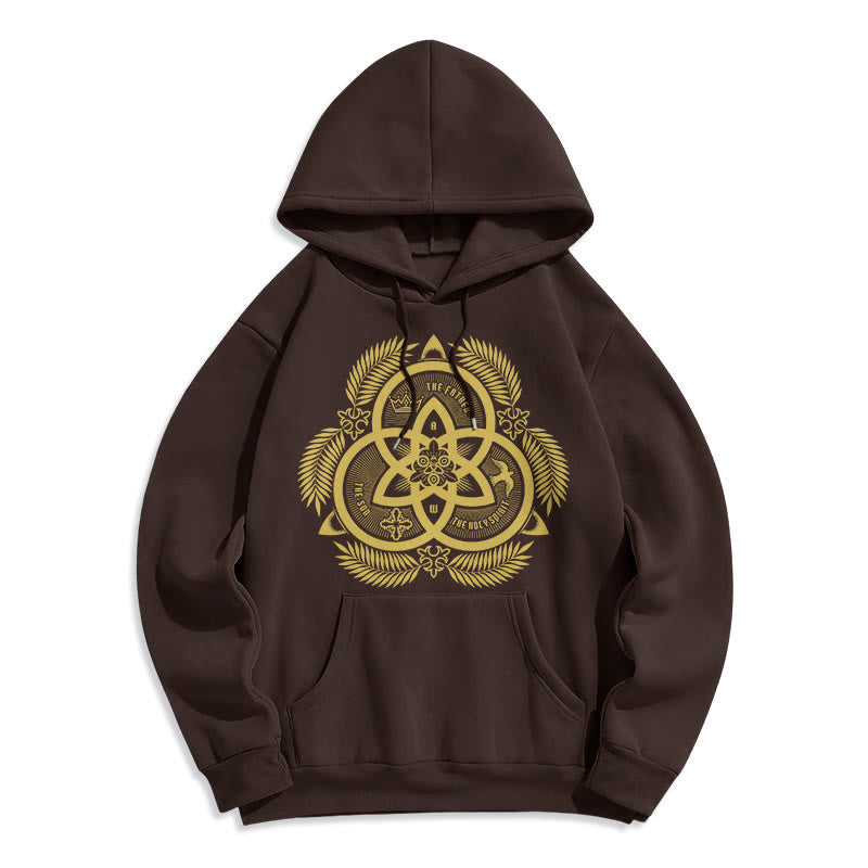 Christianartworkshop Classic Style Divine Unity Gold Sacred Emblem Fleece Lined Polyester Hoodie - Brown - 2XL - image 21