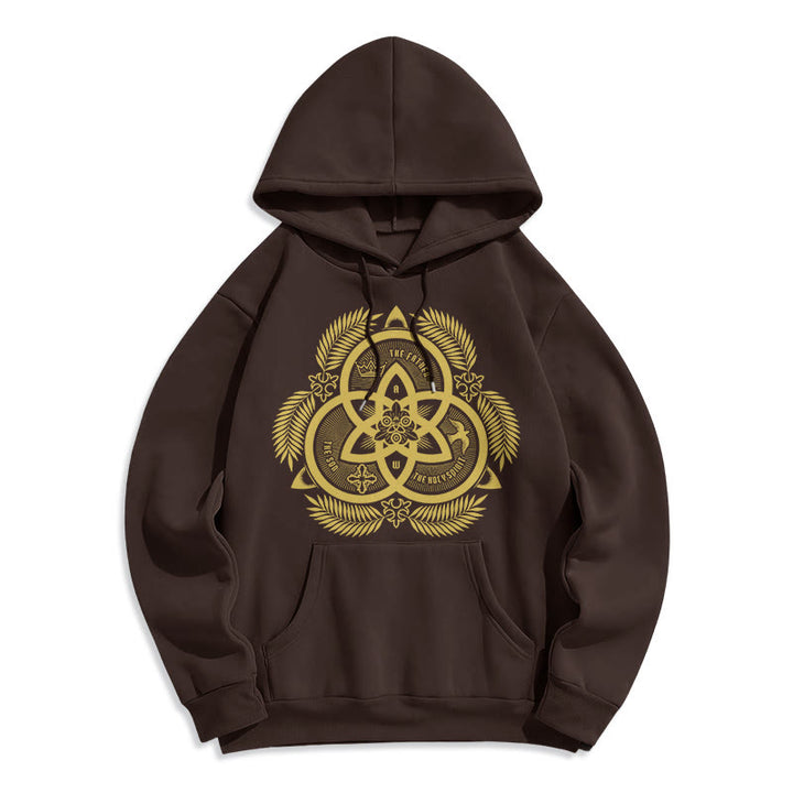 Christianartworkshop Classic Style Divine Unity Gold Sacred Emblem Fleece Lined Polyester Hoodie - Brown - 2XL - image 21