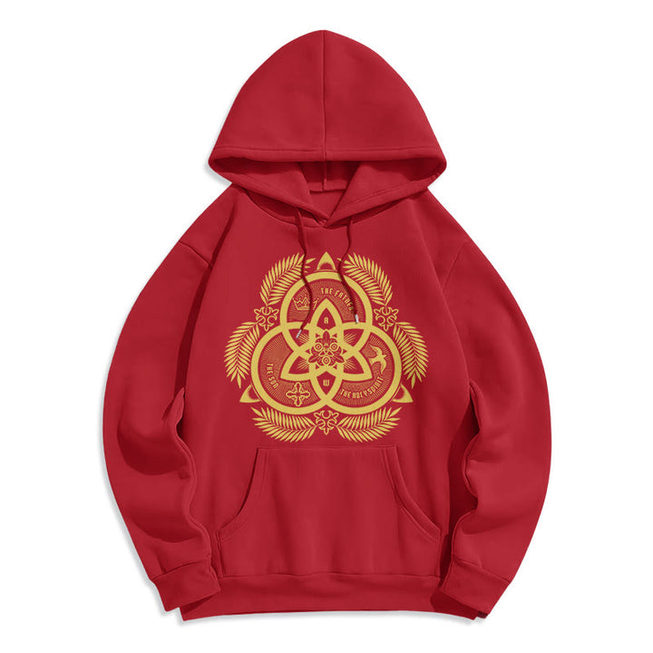 Christianartworkshop Classic Style Divine Unity Gold Sacred Emblem Fleece Lined Polyester Hoodie - Red - 2XL - image 35