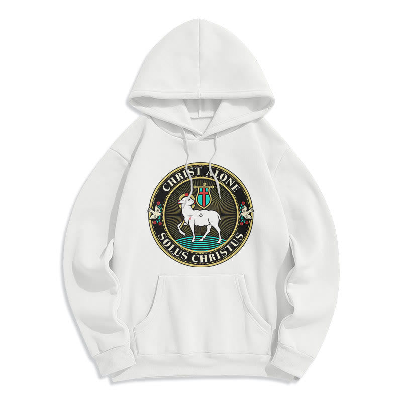 Christianartworkshop Modern Style Christ Alone Lamb of God Fleece Lined Polyester Hoodie - White - 2XL - image 11