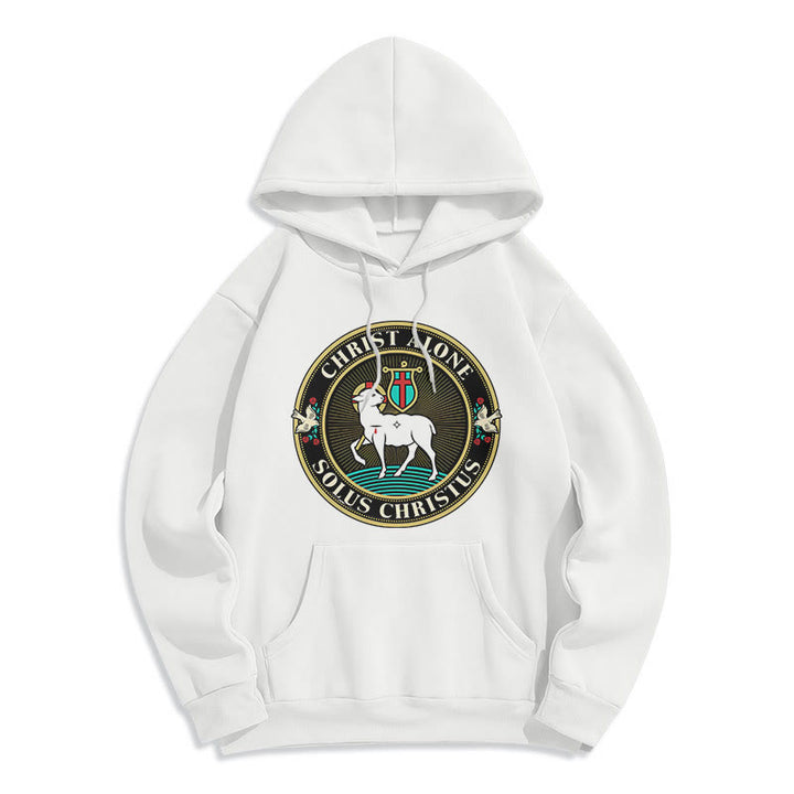 Christianartworkshop Modern Style Christ Alone Lamb of God Fleece Lined Polyester Hoodie - White - 2XL - image 11