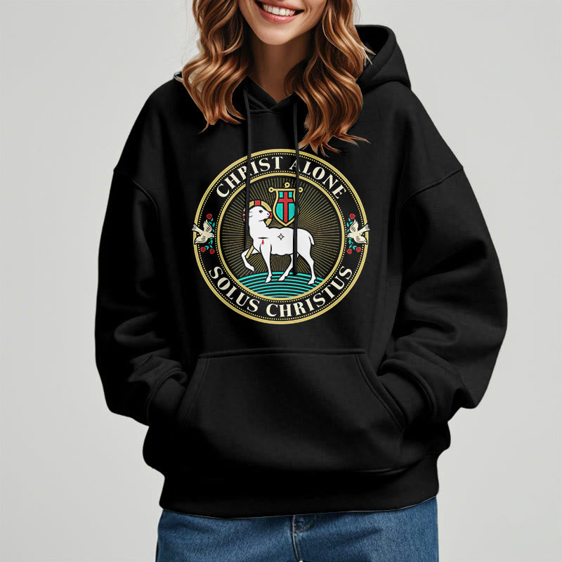 Christianartworkshop Modern Style Christ Alone Lamb of God Fleece Lined Polyester Hoodie - image 9