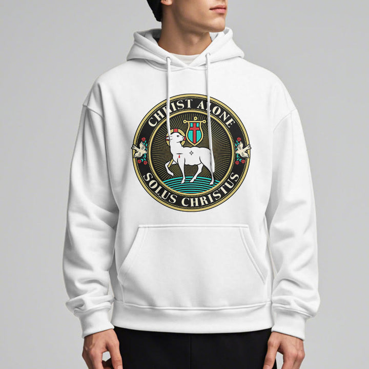 Christianartworkshop Modern Style Christ Alone Lamb of God Fleece Lined Polyester Hoodie - image 13