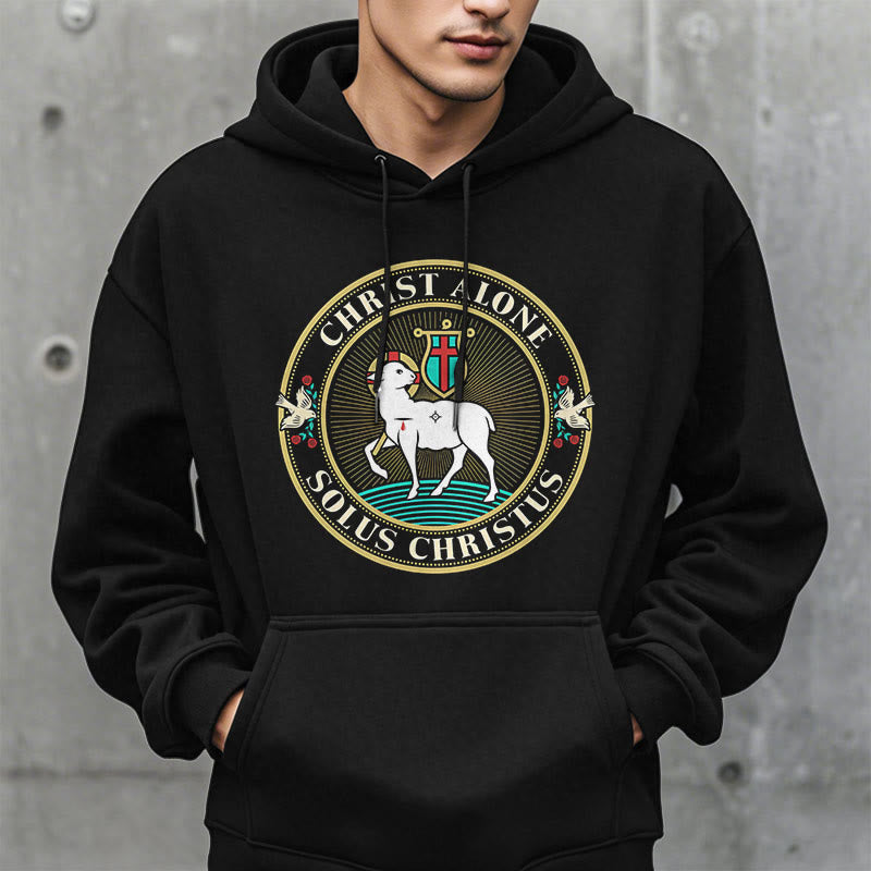 Christianartworkshop Modern Style Christ Alone Lamb of God Fleece Lined Polyester Hoodie - image 8