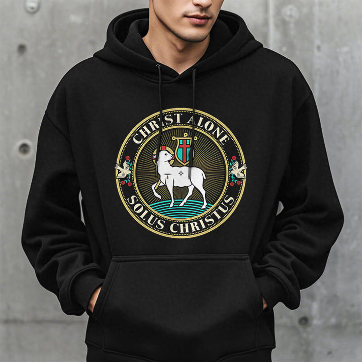Christianartworkshop Modern Style Christ Alone Lamb of God Fleece Lined Polyester Hoodie - image 8