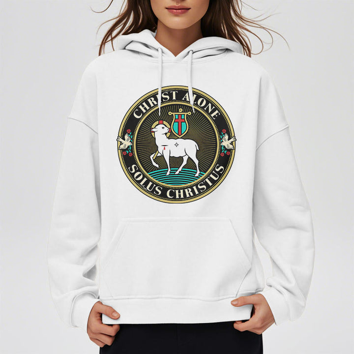 Christianartworkshop Modern Style Christ Alone Lamb of God Fleece Lined Polyester Hoodie - image 13