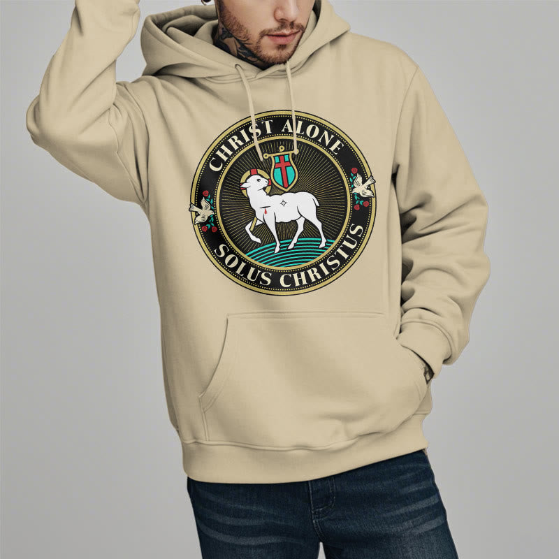 Christianartworkshop Modern Style Christ Alone Lamb of God Fleece Lined Polyester Hoodie - image 2