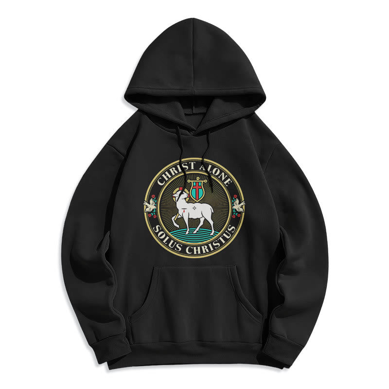 Christianartworkshop Modern Style Christ Alone Lamb of God Fleece Lined Polyester Hoodie - Black - 2XL - image 6
